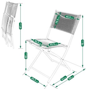 Skladacie textilné záhradné kreslá béžové - set 2 kusov