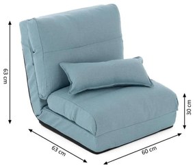 Pohodlné rozkladacie kreslo, 220 x 60 x 14 cm, svetlomodrá