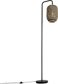 Orientálna stojaca lampa bambusová s čiernou - Yvonne