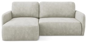 Krémová ženilková rozkladacia/s úložným priestorom rohová pohovka (ľavý roh/s leňoškou) Lilo – Makamii