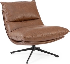 Koňakovohnedé kreslo s úložným priestorom z imitácie kože Alanez – Bizzotto