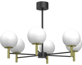 Luster na tyči AWINION 6xE27/15W/230V biela/zlatá/čierna