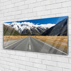 Obraz na akrylátovom skle Cesta hory sneh krajina 125x50 cm