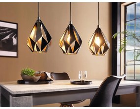 Čierne závesné svietidlo s kovovým tienidlom CARLTON 1 – EGLO