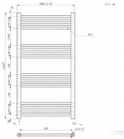 Gamma Basic, vykurovacie teleso 1100x600 mm, 494 W, biela, GMA-BASIC-11060-WH