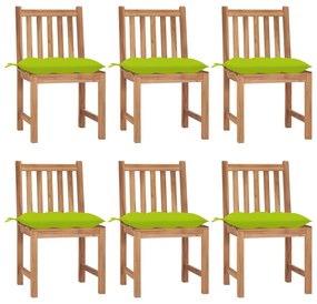 Záhradné stoličky 6 ks s podložkami tíkový masív 3073141