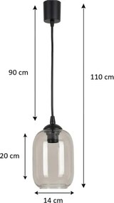 Brilagi - LED luster na lanku R GLASS 1xE27/60W/230V pr. 14 cm čierna/dymovo sivá