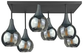 Prisadený luster SOMA 6xE27/60W/230V čierna/dymová čierna