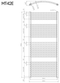 Mereo Mereo, Vykurovací rebrík oblý, 600x1330 mm, 700 W, biely, elektrický, MER-MT42E