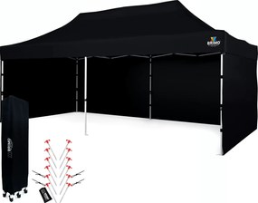 BRIMO Párty stan 3x6 m Nožnicový (3 steny) - Oceľová Konštrukcia a Plachta 330g/m² - s 3 stenami - Čierna 11