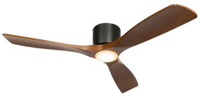Stropný ventilátor čierny s drevom 131,5 cm vrátane LED stmievateľný s diaľkovým ovládaním - Jerri