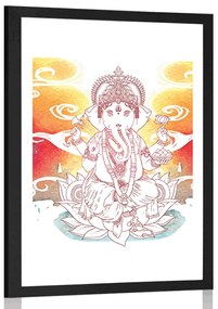 Plagát s paspartou hinduistický Ganéša - 20x30 silver