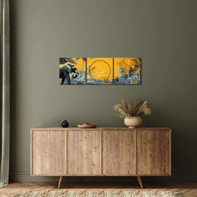 Obraz - Slon v prírode (s hodinami) (90x30 cm)