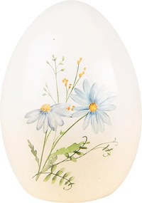 Dekorácia socha vajíčko s modrými kvetmi - 10*10*14 cm