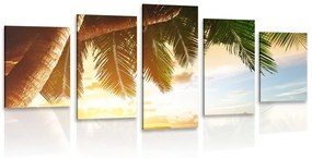 5-dielny obraz východ slnka na karibskej pláži - 200x100