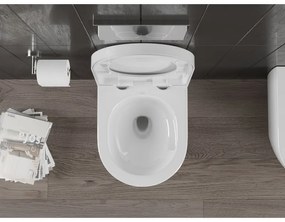 Mexen Carmen, závesná WC misa 490x365x340 mm, Rimless Tornádo + WC sedadlo z duroplastu, biela lesklá, 30880200T