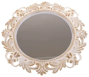Plastové nástenné zrkadlo Castillo biela, pr. 51 cm