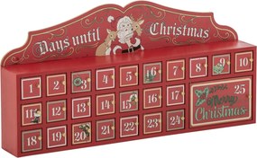 Červený drevený adventný kalendár J-line – 80*12*40 cm