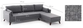 Rohová sedacia súprava do L KORFU sivá pravá