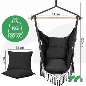 Brazílske hojdacie kreslo so strapcami 20937 - Hamak šedé