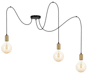 Luster na lanku MIROS 3xE27/60W/230V pavúk čierna/zlatá
