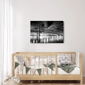 Obraz - Most Benjamina Franklina, Filadelfia, čiernobiely (90x60 cm)