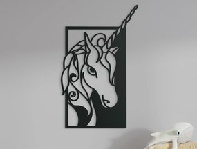 drevko Drevený obraz do detskej izby Čarovný jednorožec Rozmer obrazu: 44,5 x 27,5 cm, Farba dekorácie: Čierna