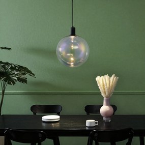 Dizajnové závesné svietidlo čierne s dúhovým sklom 35 cm - Mallon