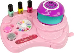 LEAN Toys Sada lakov na nechty s trblietkami lampou a nálepkami