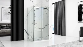 Rea Black Rock, konglomerátová sprchová vanička 100x80x3,5 cm, biela, REA-K5581