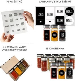 Orion Sada 16ks koreničiek INOX 100ml + 4ks organizér na koreničky VASKY + sada 16ks štítkov