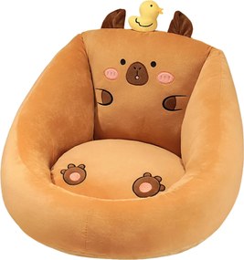 LEAN Toys Plyšové kreslo pre deti Capybara s kačicou Brown 50x45cm