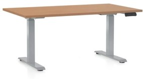 Výškovo nastaviteľný stôl OfficeTech D, 120 x 80 cm, sivá podnož, buk