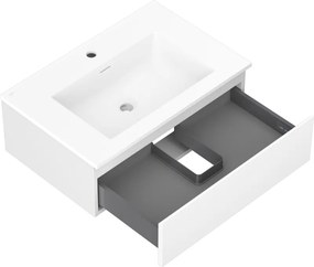 Mexen Orio, kúpeľňová skrinka 70 cm s umývadlom Otis, 1 zásuvka, biela matná, 91A10-07023-1-BF01-W18M01