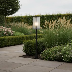 Vonkajšia stojaca lampa čierna s rebrovaným sklom 100 cm IP44 - Charlois Ribbed