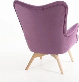 Kreslo Picolo s podnožkou, fialová / prírodná (ART 14861)