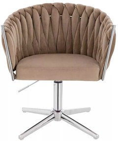 LuxuryForm DESIGN Stolička NORDEN VELUR na striebornom kríži - latte