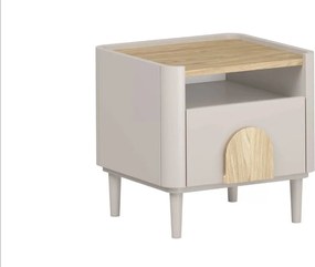 Nočný stolík Amilio 50 cm na nožičkách - kašmírová / dub olejovaný / dub svetlý