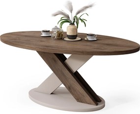 Mazzoni LOXA Orech Elegant / Béžová Taupe - OVÁLNY KONFERENČNÝ STOLÍK 120x65 cm