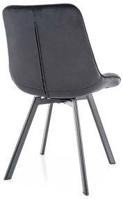Jedálenská stolička Albons Velvet, čierna