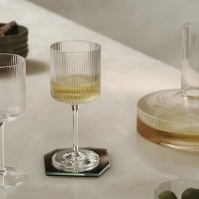 Ferm Living Pohár na biele víno Ripple Clear – sada 2 ks
