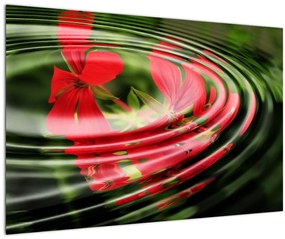 Abstraktný obraz - kvety vo vlnách (90x60 cm)