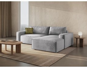 Svetlosivá rozkladacia rohová pohovka z textílie bouclé (pravý roh) Jodie – Micadoni Home