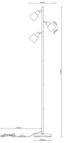 Globo 54114-3S - Stojacia lampa TRENT 3xE14/25W/230V