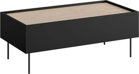 Čierny matný konferenčný stolík Desin 120 cm so zásuvkami - dub nagano