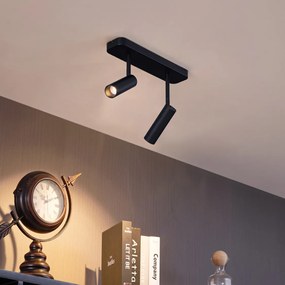Zaoblené stropné bodové svietidlo čierne GU10 35 mm 2-svetlá otočné a naklápacie - Kate