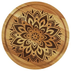AMADEA Drevená servírovacia doska - podnos mandala, masívne drevo, 30 cm
