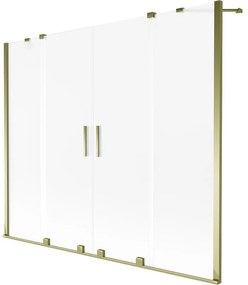 Mexen Velar Duo, 2-krídlová vaňová zástena s posuvnými dverami 190 x 150 cm, námraza, zlatý lesklý profil, 896-190-000-32-50