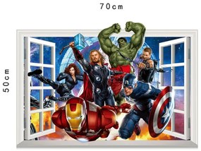 Veselá Stena Samolepka na stenu na stenu Avengers v okne
