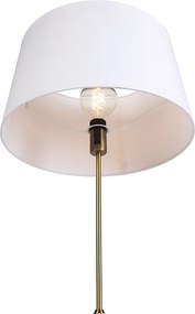 Stojaca lampa bronzová s ľanovým tienidlom bielym 45 cm nastaviteľná - Parte